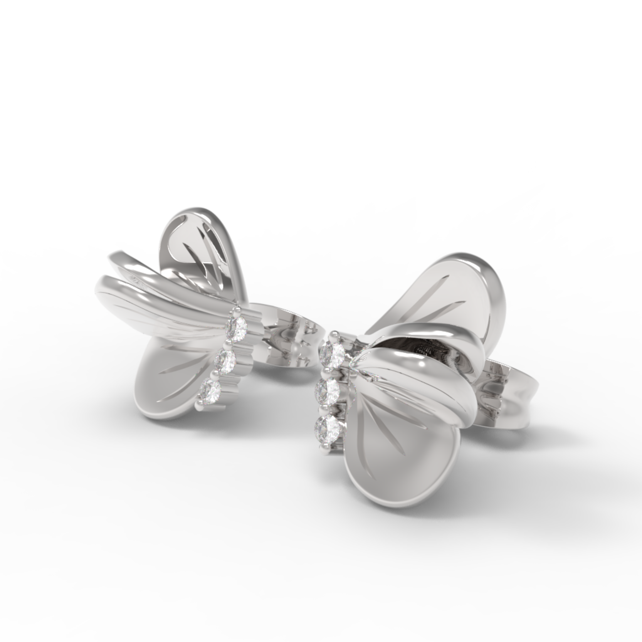 Beautiful Butterfly wings Studs For Her, Hallmarked 925 Sterling Silver
